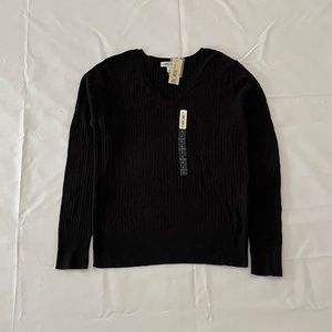 Black Ebony Cherokee V-Neck Knit Pullover Sweater